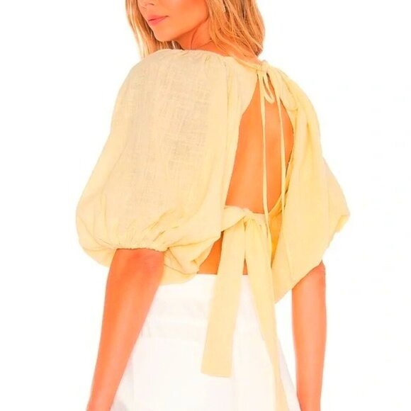 Jen's Pirate Booty Cali Coast Paia Pastel Yellow Open Back Crop Top - Picture 2 of 6